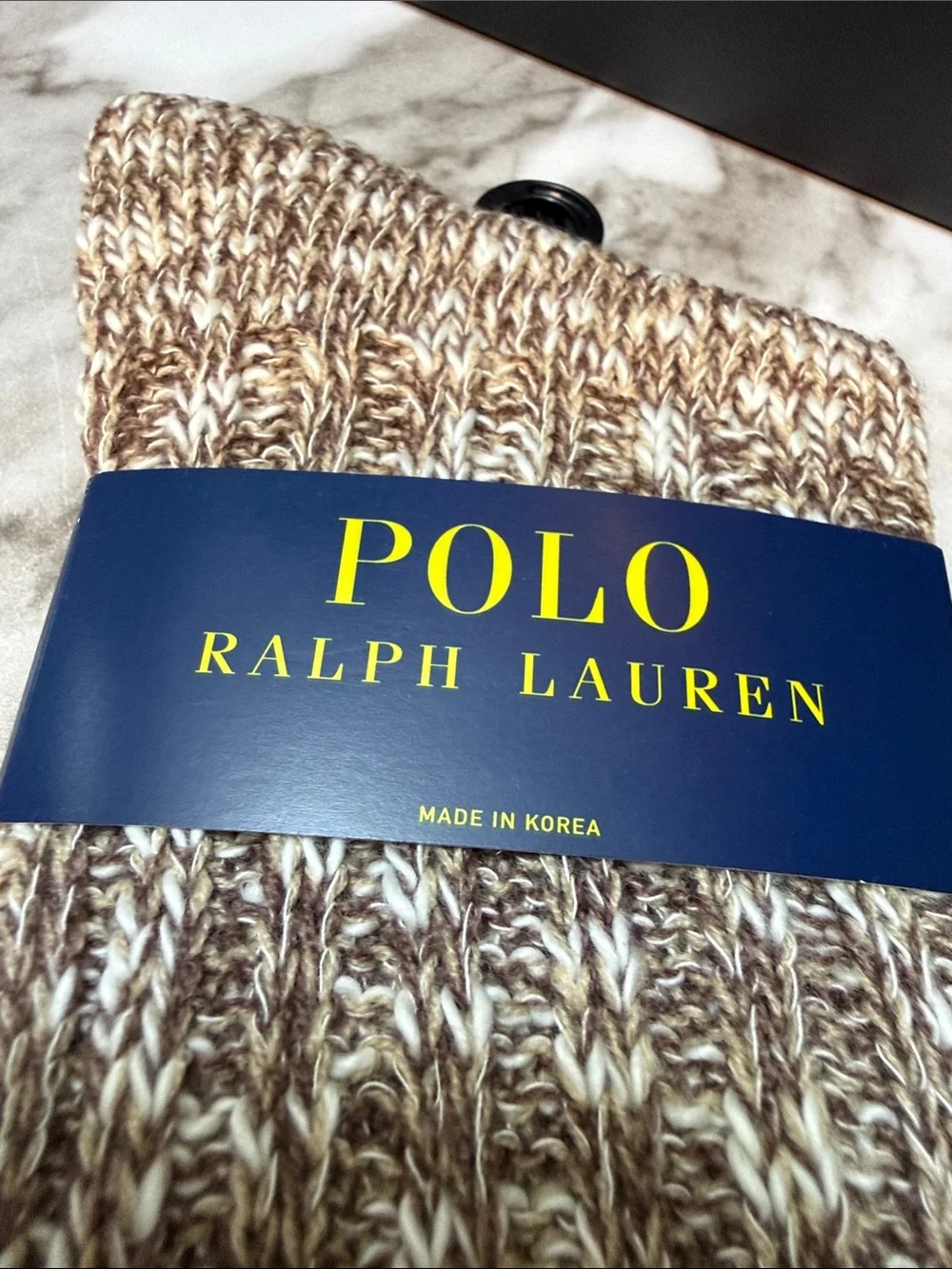 Polo Ralph Lauren Brown Marled Boot Socks Cozy Winter Cabin Style